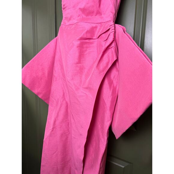 NWT Rachel Gilbert Pink Marco Gown Maxi Gala Formal Black Tie Bow Dress Size 2 - Picture 4 of 10